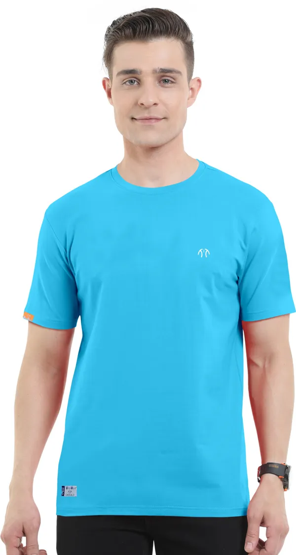 Blue_Pure_Cotton_Short_Sleeve_Round_Neck_Solid__Print_T_Shirt_For_Men