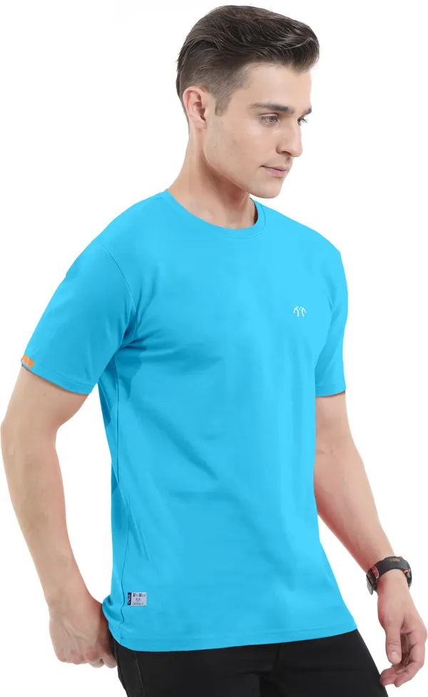 Blue_Pure_Cotton_Short_Sleeve_Round_Neck_Solid__Print_T_Shirt_For_Men