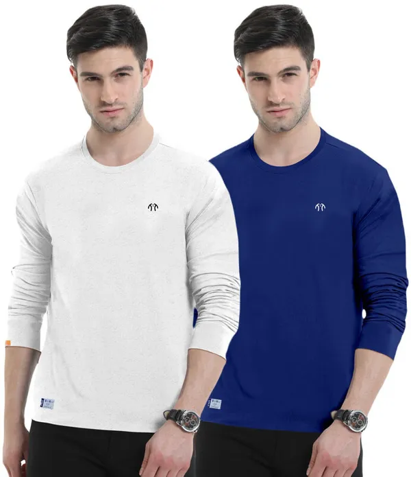 Multicolor_Pure_Cotton_Full_Sleeve_Round_Neck_Solid_T_Shirt_For_Men_Pack_Of_2