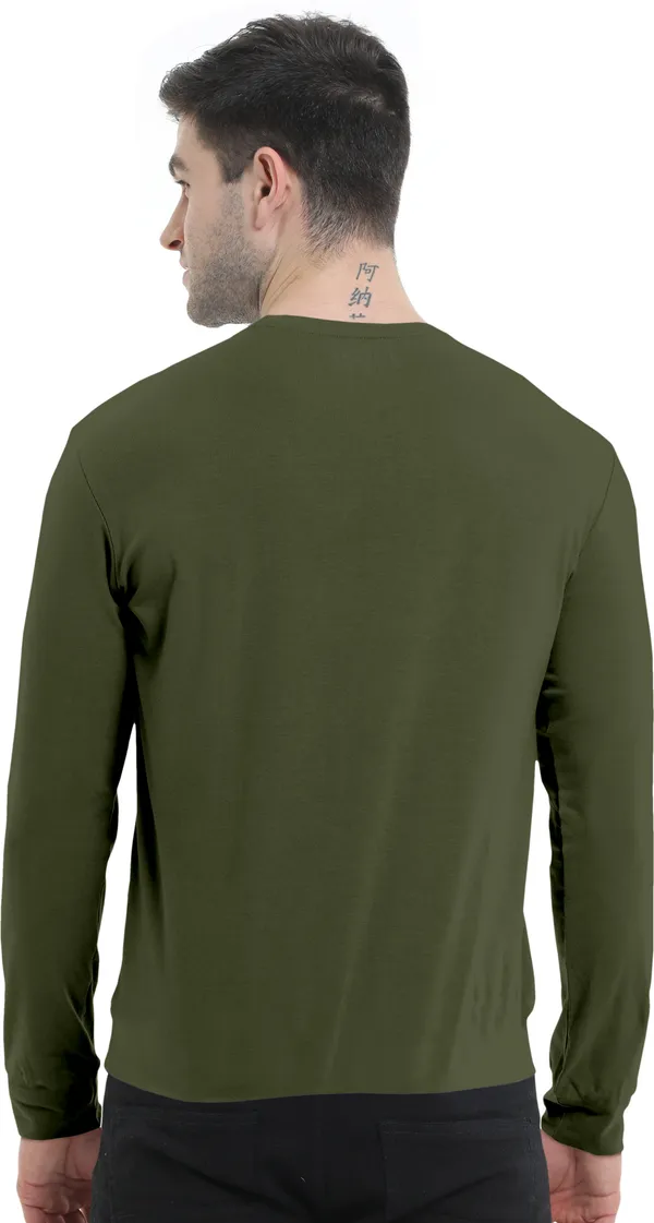 Dark_Green_Pure_Cotton_Full_Sleeve_Regular_Solid_T_ShirtFor_Men