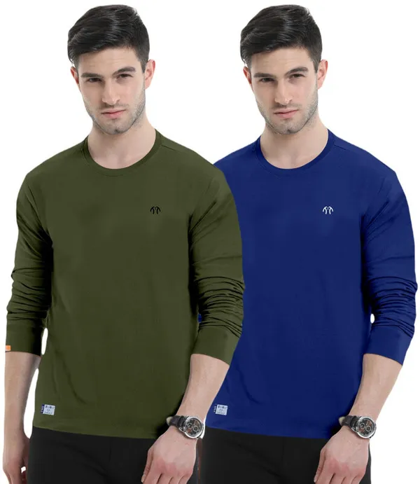Multicolor_Pure_Cotton_Full_Sleeve_Round_Neck_Solid_T_Shirt_For_Men_Pack_Of_2