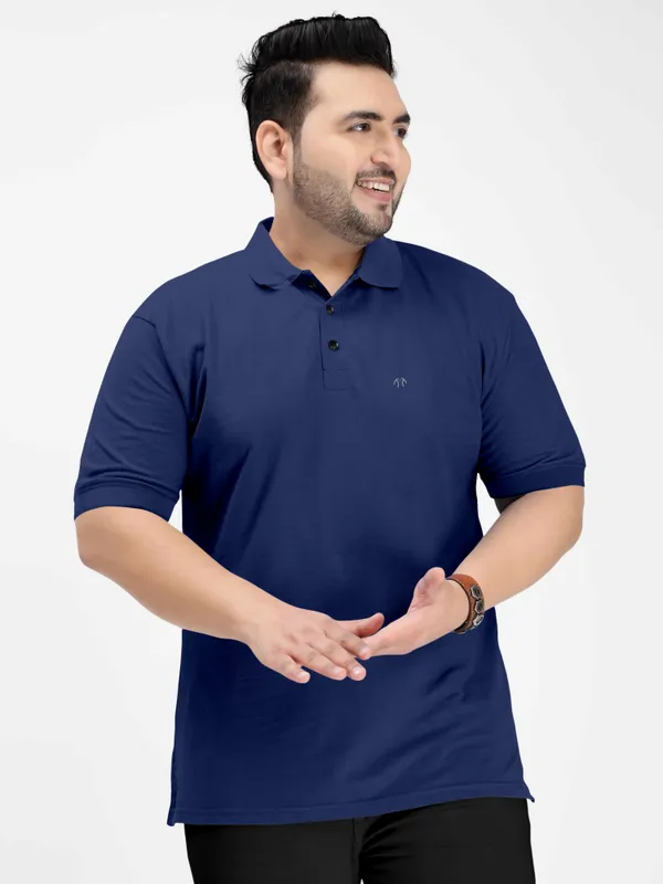 Dark_Blue_Pure_Cotton_Half_Sleeve_Polo_Neck_Solid_T_Shirt_For_Men_Pack_Of_1