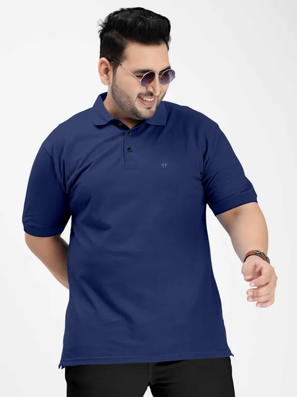 Dark_Blue_Pure_Cotton_Half_Sleeve_Polo_Neck_Solid_T_Shirt_For_Men_Pack_Of_1
