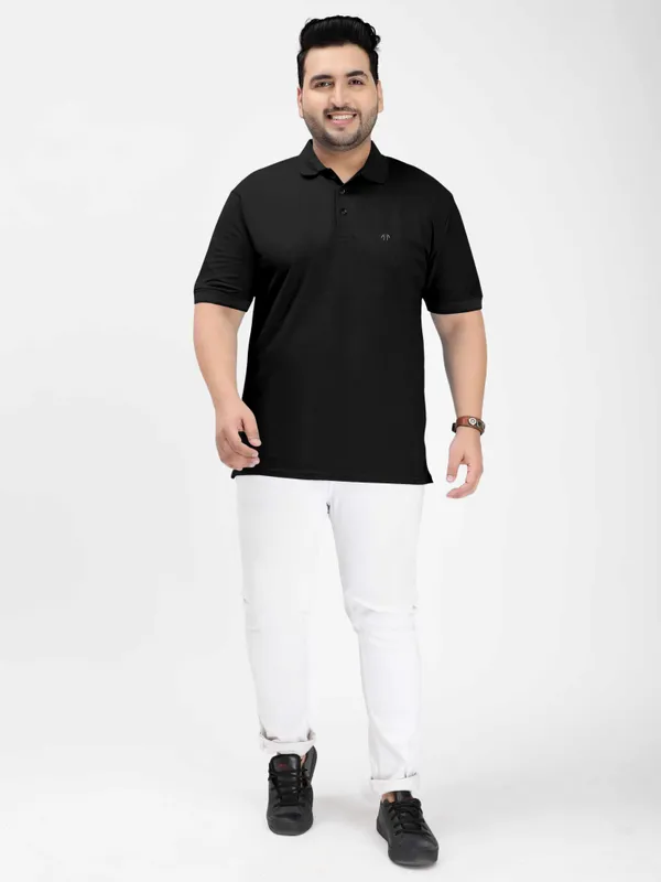 Black_Pure_Cotton_Half_Sleeve_Polo_Neck_Solid_T_Shirt_For_Men_Pack_Of_1