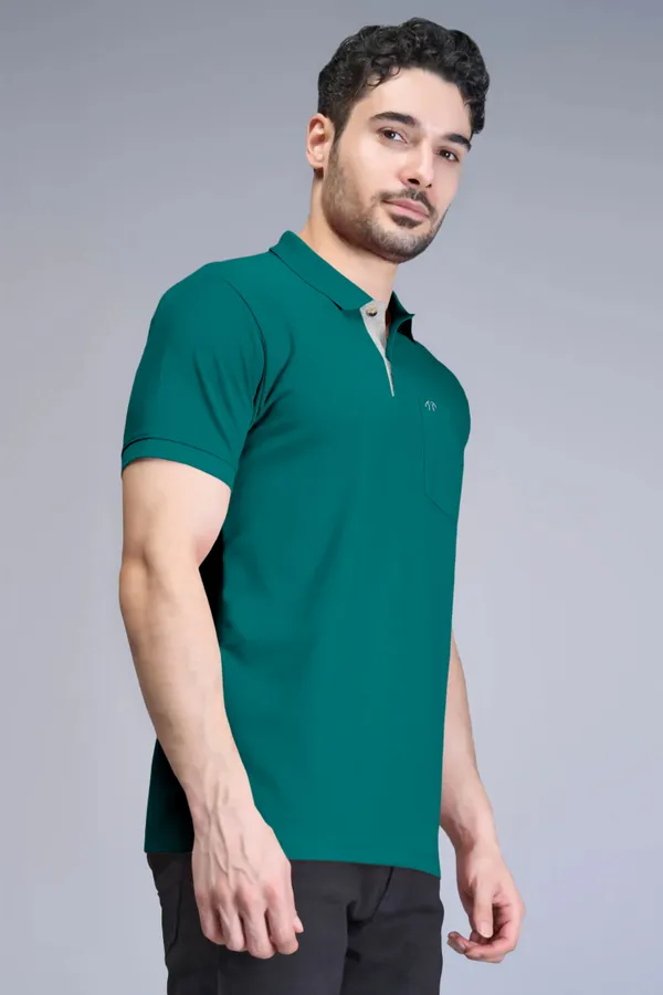 Green_Pure_Cotton_Half_Sleeve_Polo_Neck_Solid_T_Shirt_For_Men_Pack_Of_1
