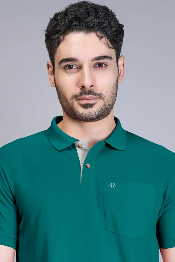 Green_Pure_Cotton_Half_Sleeve_Polo_Neck_Solid_T_Shirt_For_Men_Pack_Of_1