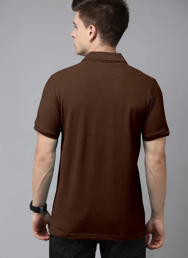Brown_Pure_Cotton_Half_Sleeve_Polo_Neck_Casual_T_Shirt_For_Men