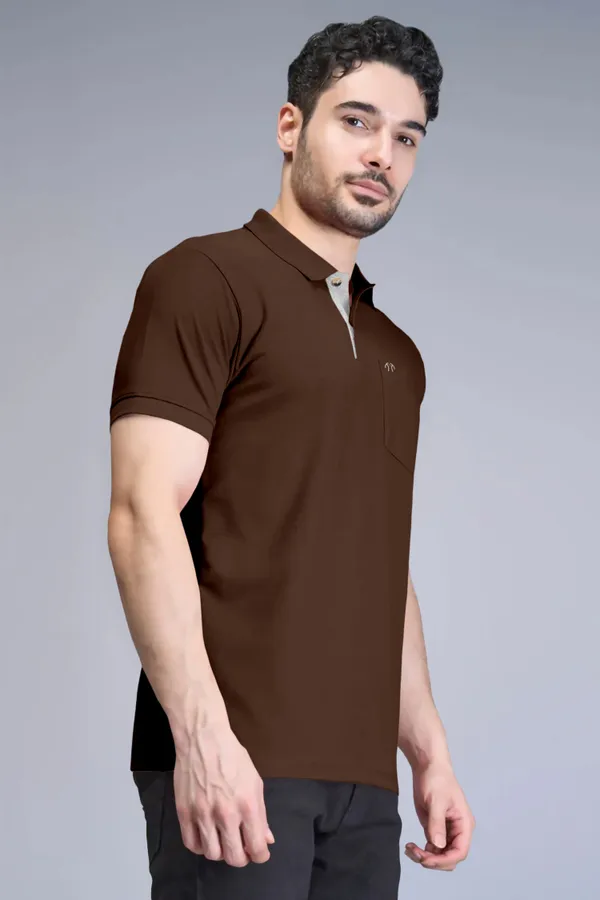Brown_Pure_Cotton_Half_Sleeve_Polo_Neck_Casual_T_Shirt_For_Men
