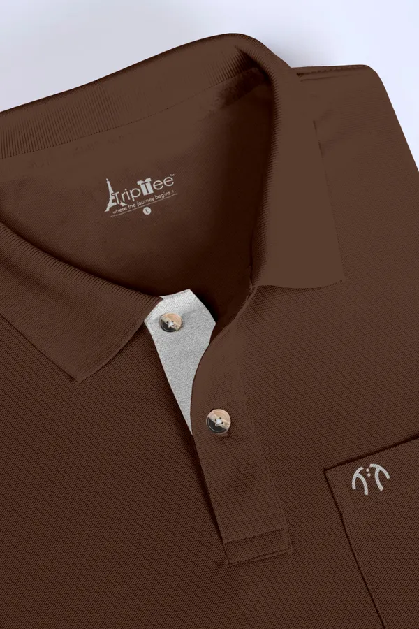 Brown_Pure_Cotton_Half_Sleeve_Polo_Neck_Casual_T_Shirt_For_Men