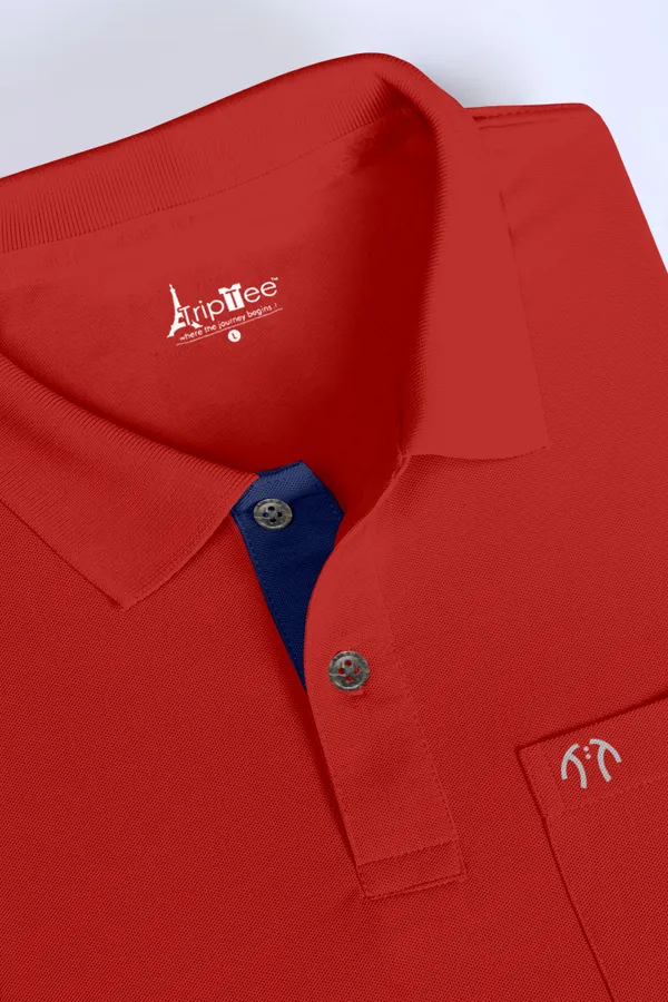 Red_Pure_Cotton_Half_Sleeve_Polo_Neck_Casual_T_Shirt_For_Men