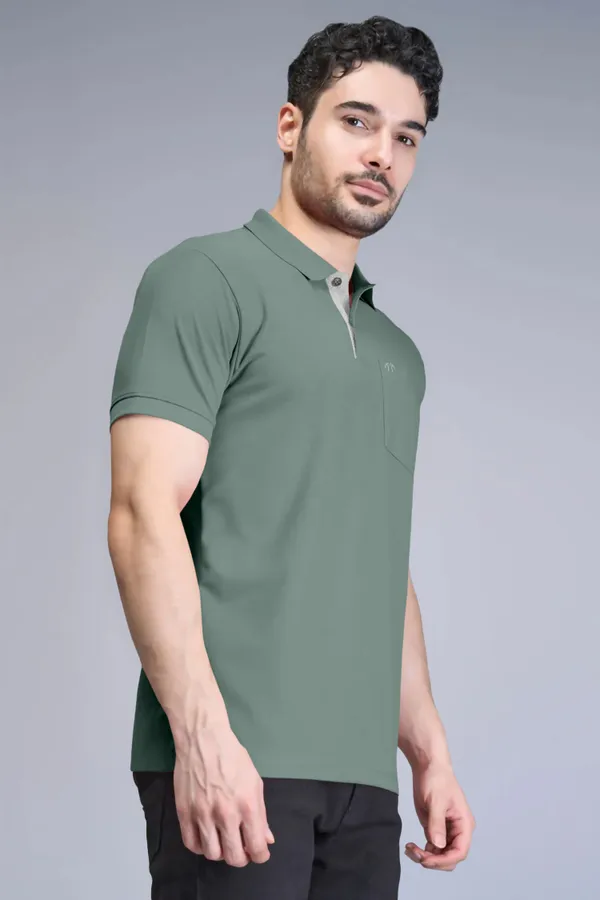 Light_Green_Pure_Cotton_Half_Sleeve_Polo_Neck_Casual_T_Shirt_For_Men