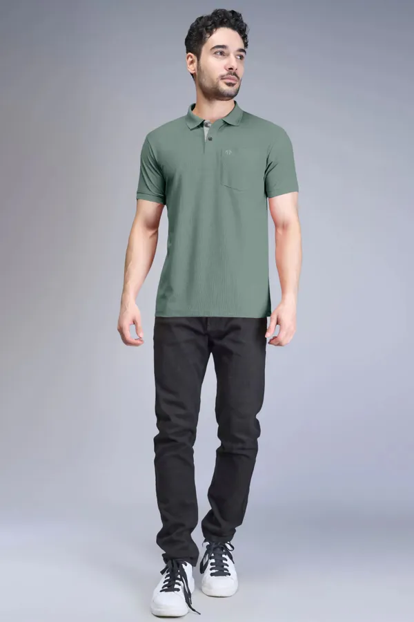 Light_Green_Pure_Cotton_Half_Sleeve_Polo_Neck_Casual_T_Shirt_For_Men