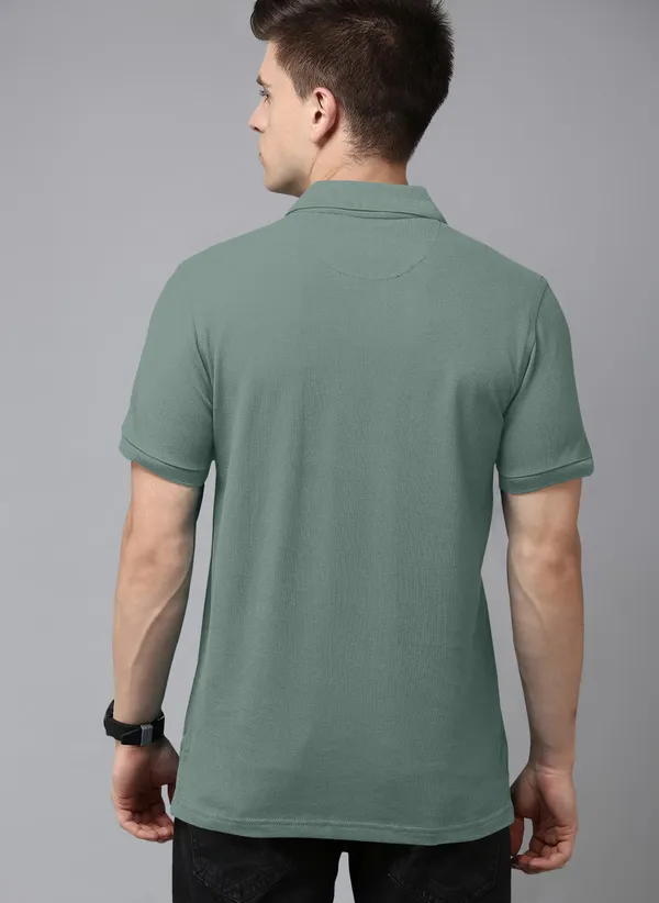 Light_Green_Pure_Cotton_Half_Sleeve_Polo_Neck_Casual_T_Shirt_For_Men