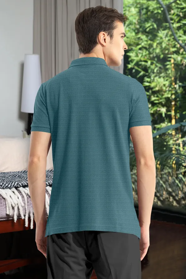 Light_Green_Polyester_Half_Sleeve_Regular_Textured_T_Shirt_For_Men