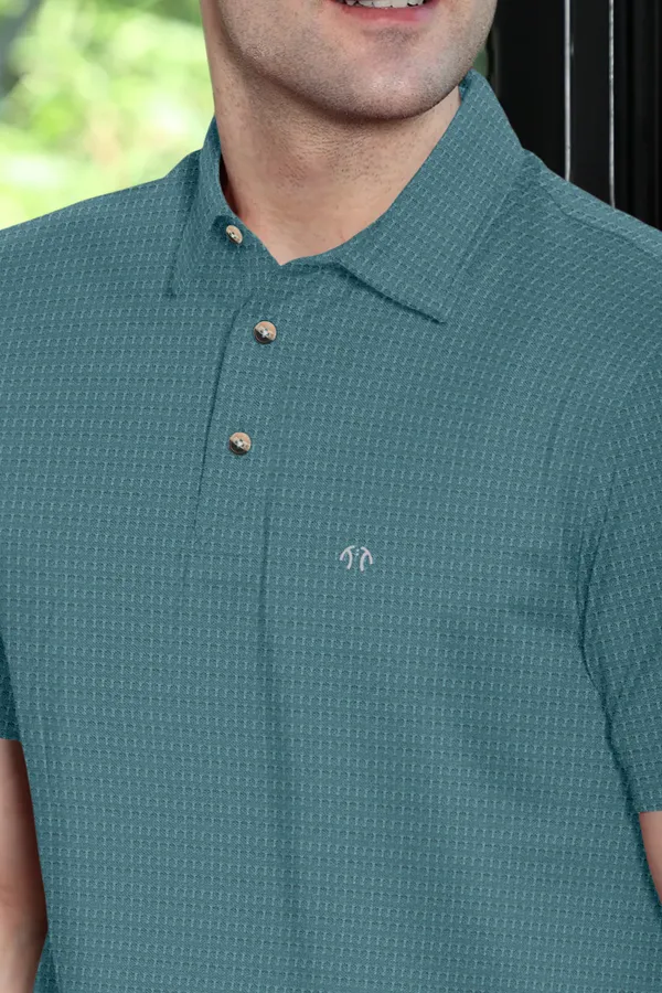 Light_Green_Polyester_Half_Sleeve_Regular_Textured_T_Shirt_For_Men