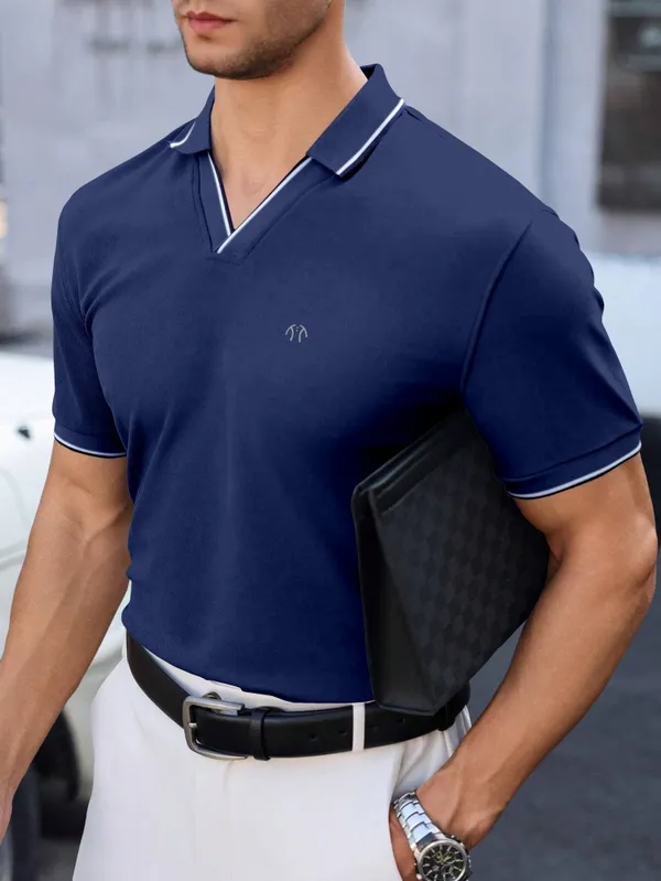 Dark_Blue_Pure_Cotton_Half_Sleeve_Polo_Neck_Solid__Print_T_Shirt_For_Men