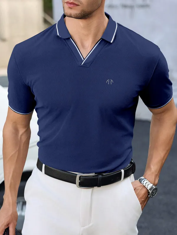 Dark_Blue_Pure_Cotton_Half_Sleeve_Polo_Neck_Solid__Print_T_Shirt_For_Men