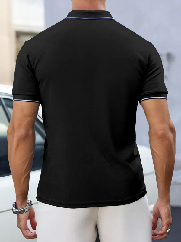 Black_Pure_Cotton_Half_Sleeve_Polo_Neck_Solid__Print_T_Shirt_For_Men