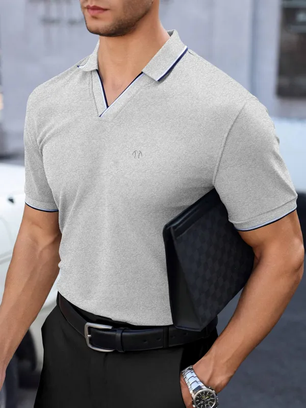 Grey_Pure_Cotton_Half_Sleeve_Polo_Neck_Solid__Print_T_Shirt_For_Men