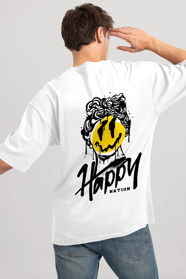 White_Pure_Cotton_Half_Sleeve_Oversized_Graphic_Print_T_Shirt_For_Men