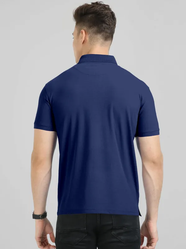 Navy_Blue_Pure_Cotton_Half_Sleeve_Polo_Neck_Solid__Print_T_Shirt_For_Men