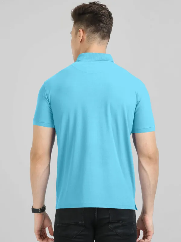 Blue_Pure_Cotton_Half_Sleeve_Polo_Neck_Solid__Print_T_Shirt_For_Men