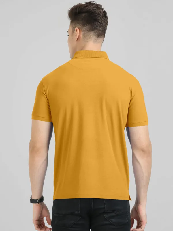 Yellow_Pure_Cotton_Half_Sleeve_Polo_Neck_Solid__Print_T_Shirt_For_Men