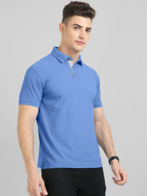 Dark_Blue_Pure_Cotton_Half_Sleeve_Polo_Neck_Solid__Print_T_Shirt_For_Men