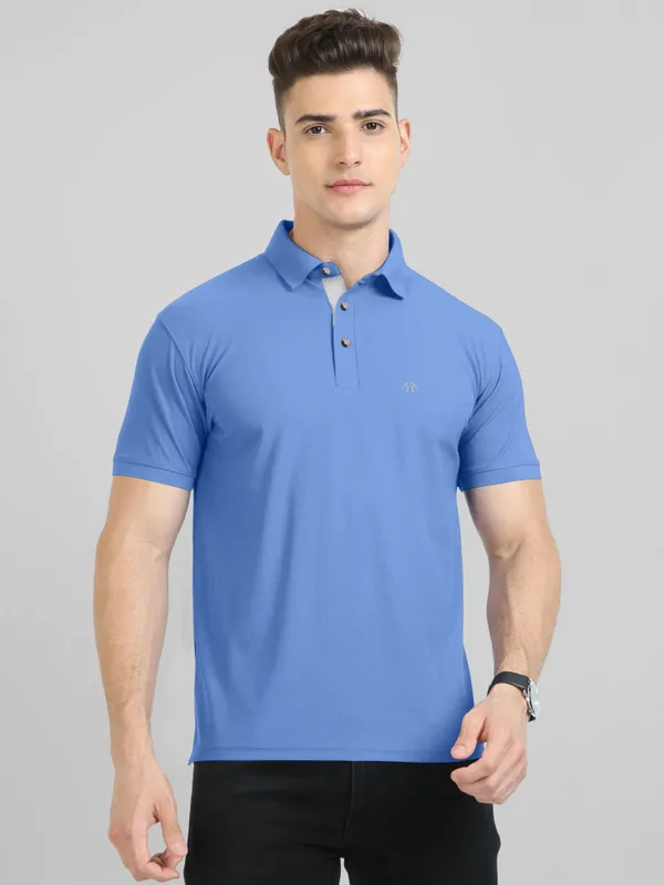 Dark_Blue_Pure_Cotton_Half_Sleeve_Polo_Neck_Solid__Print_T_Shirt_For_Men