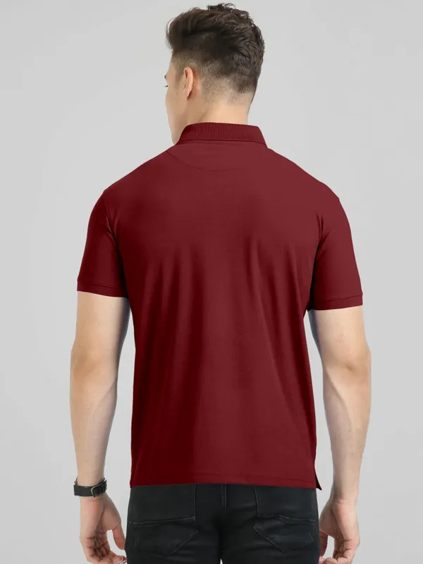 Maroon_Pure_Cotton_Half_Sleeve_Polo_Neck_Solid__Print_T_Shirt_For_Men