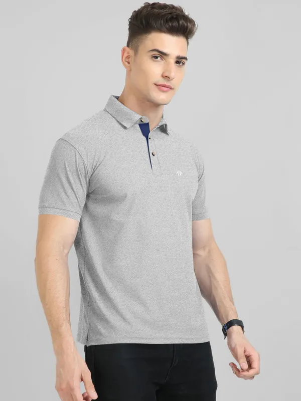 Grey_Pure_Cotton_Half_Sleeve_Polo_Neck_Solid__Print_T_Shirt_For_Men