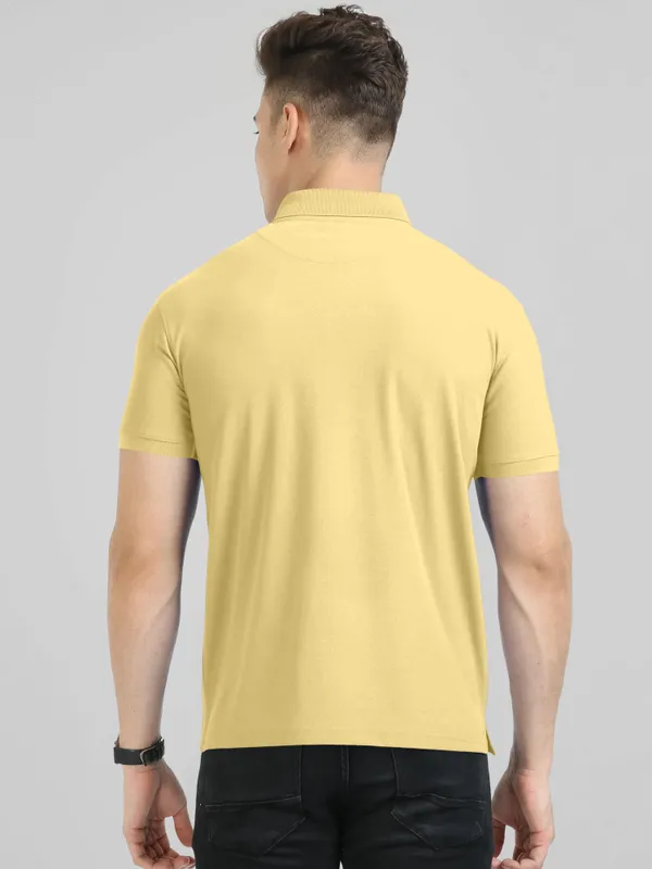 Yellow_Pure_Cotton_Half_Sleeve_Polo_Neck_Solid__Print_T_Shirt_For_Men