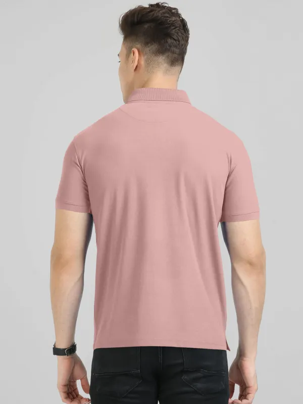 Pink_Pure_Cotton_Half_Sleeve_Polo_Neck_Solid__Print_T_Shirt_For_Men