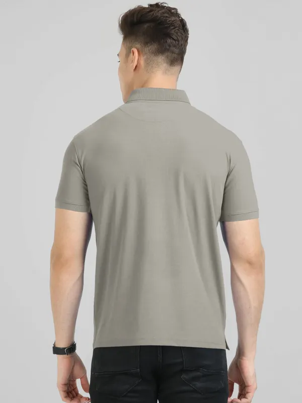 Beige_Pure_Cotton_Half_Sleeve_Polo_Neck_Solid__Print_T_Shirt_For_Men