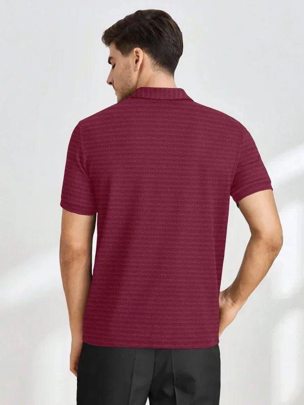 Maroon_Polyester_Half_Sleeve_Zip_Neck_Solid_T_Shirt_For_Men_Pack_Of_1