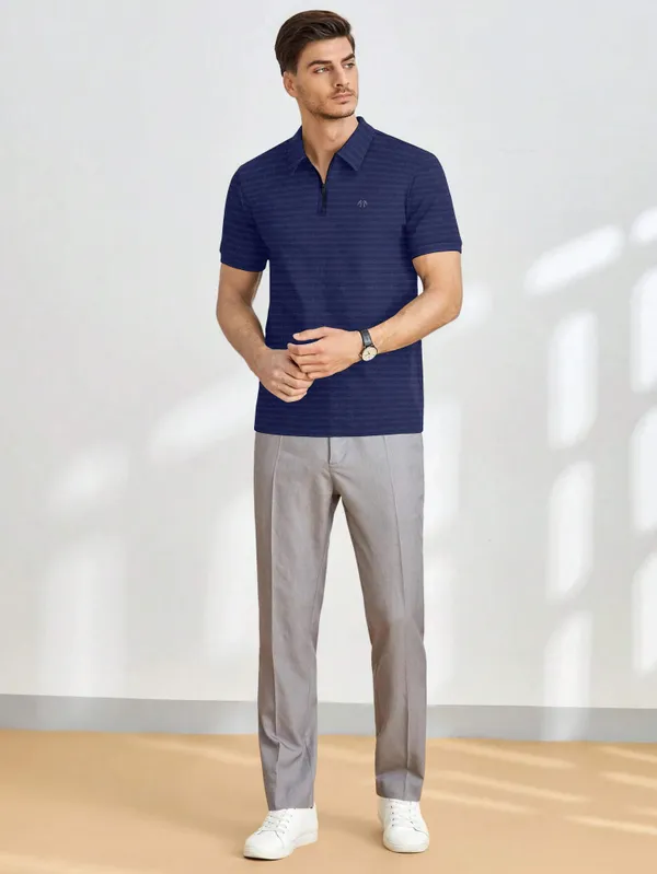 Dark_Blue_Polyester_Half_Sleeve_Zip_Neck_Solid_T_Shirt_For_Men_Pack_Of_1