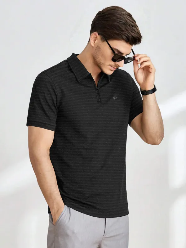 Black_Polyester_Half_Sleeve_Zip_Neck_Solid_T_Shirt_For_Men_Pack_Of_1