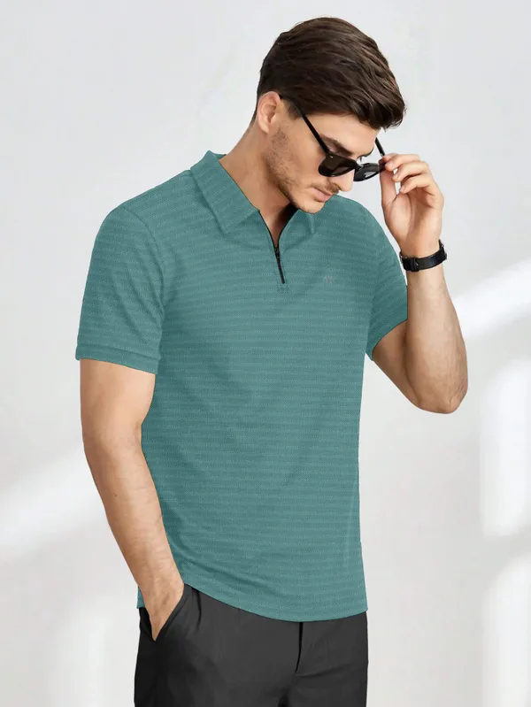 Green_Polyester_Half_Sleeve_Zip_Neck_Solid_T_Shirt_For_Men_Pack_Of_1