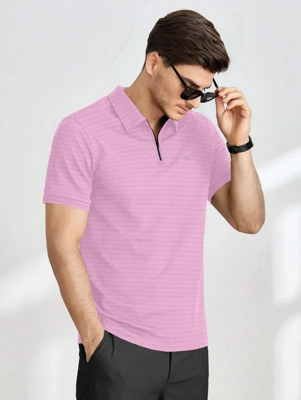 Pink_Polyester_Half_Sleeve_Zip_Neck_Solid_T_Shirt_For_Men_Pack_Of_1