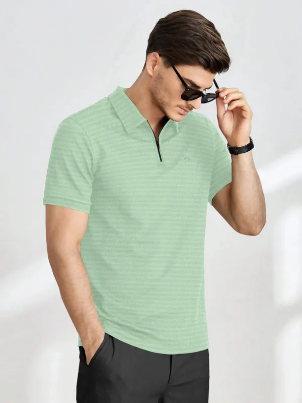 Turquoise_Polyester_Half_Sleeve_Zip_Neck_Solid_T_Shirt_For_Men_Pack_Of_1