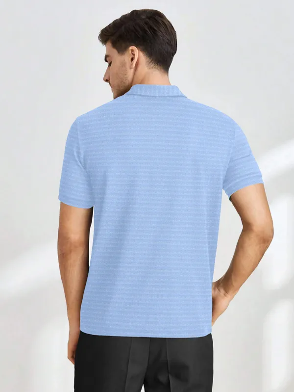 Light_Blue_Polyester_Half_Sleeve_Zip_Neck_Solid_T_Shirt_For_Men_Pack_Of_1