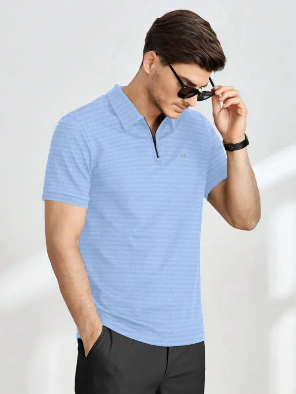 Light_Blue_Polyester_Half_Sleeve_Zip_Neck_Solid_T_Shirt_For_Men_Pack_Of_1