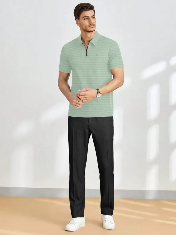 Light_Green_Polyester_Half_Sleeve_Zip_Neck_Solid_T_Shirt_For_Men_Pack_Of_1
