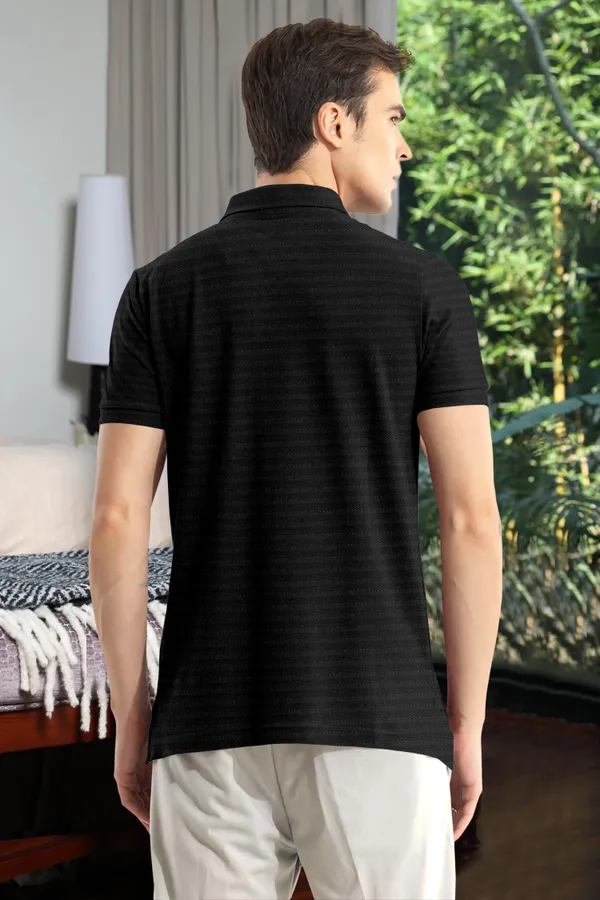 Black_Polyester_Half_Sleeve_Regular_Textured_T_Shirt_For_Men