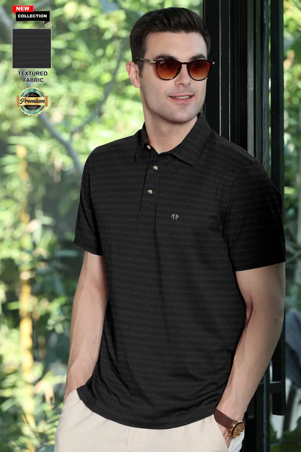Black_Polyester_Half_Sleeve_Regular_Textured_T_Shirt_For_Men