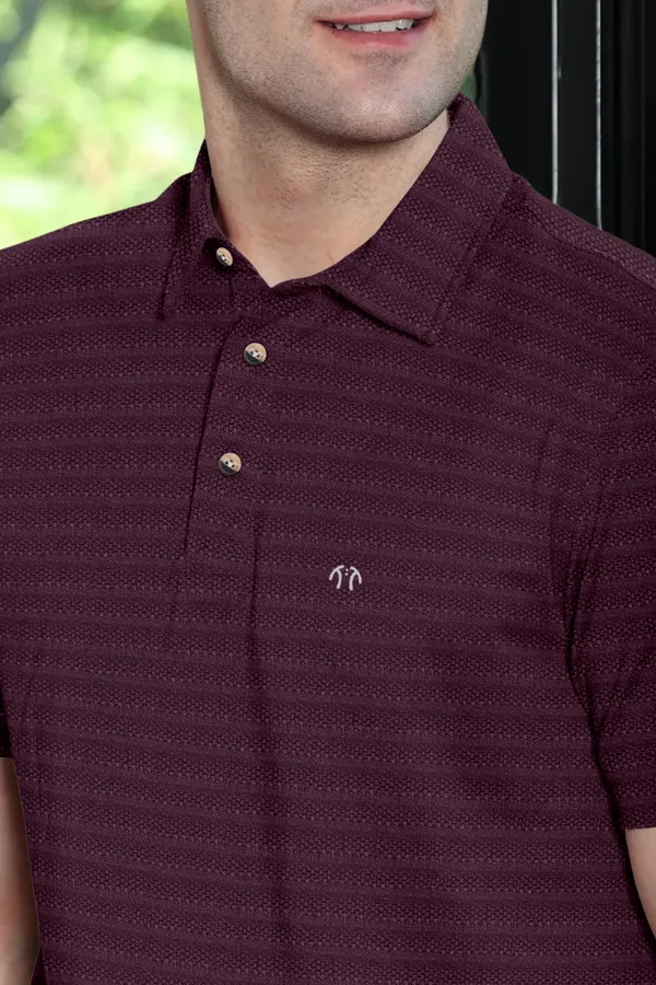 Maroon_Polyester_Half_Sleeve_Regular_Textured_T_Shirt_For_Men