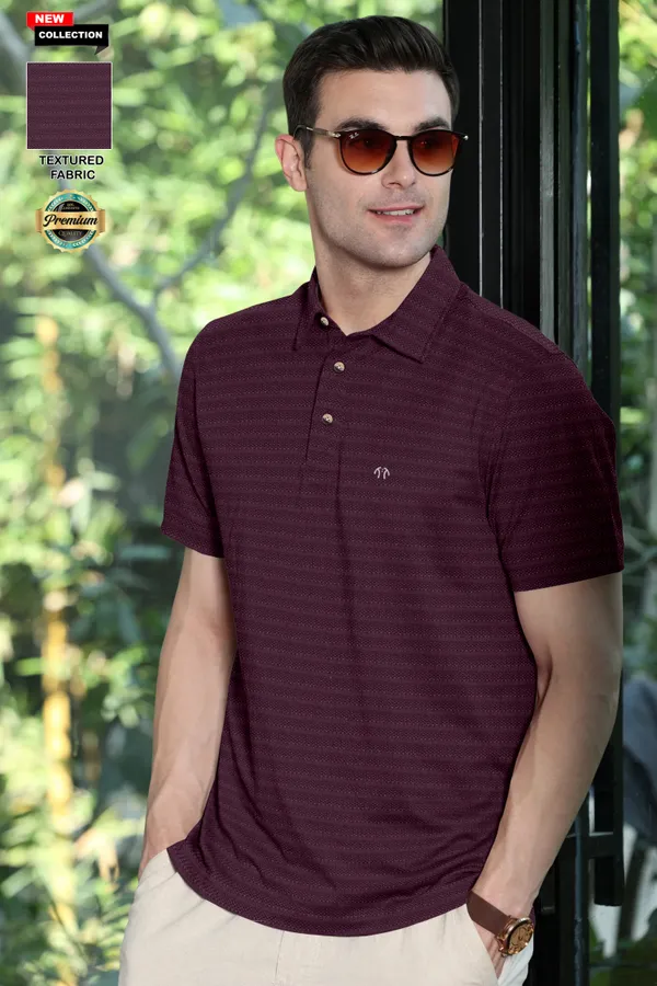 Maroon_Polyester_Half_Sleeve_Regular_Textured_T_Shirt_For_Men