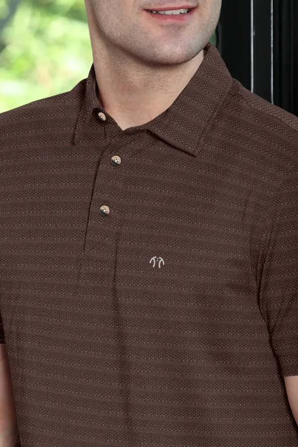 Brown_Polyester_Half_Sleeve_Polo_Neck_Self_Design__Print_T_Shirt_For_Men