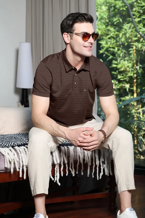 Brown_Polyester_Half_Sleeve_Polo_Neck_Self_Design__Print_T_Shirt_For_Men