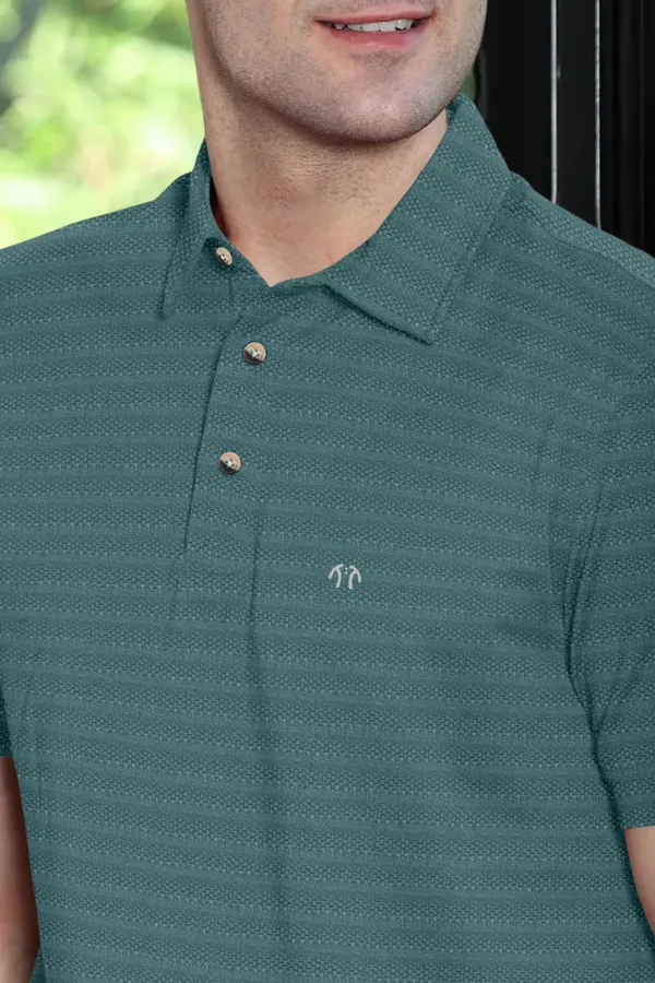 Green_Polyester_Half_Sleeve_Regular_Textured_T_Shirt_For_Men